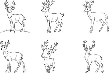 set of deer vector bundle , set of deer  shilahoutte on white background 