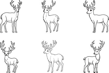set of deer vector bundle , set of deer  shilahoutte on white background 