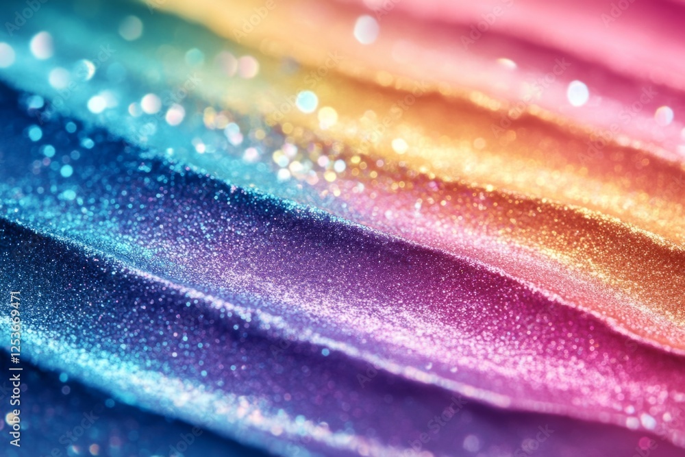 Poster abstract rainbow glitter background with bokeh lights creating a festive and vibrant atmosphere