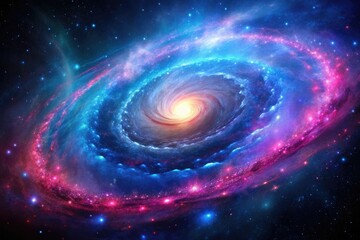 Vast expanse of a spiral galaxy with vibrant blue and pink hues, galaxy, cosmos