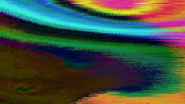 Colorful glitch art background animation showing pixel sorting and data moshing