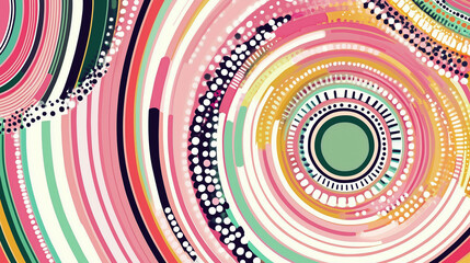 Abstract vibrant dotwork abstract background with circles