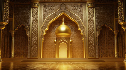 Magnificent golden archway symbolizing the spiritual essence of Ramadan prayers