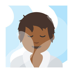 Person Minimalist Clipart Illustration | Cartoon Character with Cloud Background