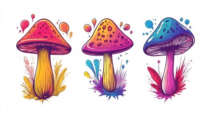 An esoteric psychedelic toadstool with a flowing, surreal line design.