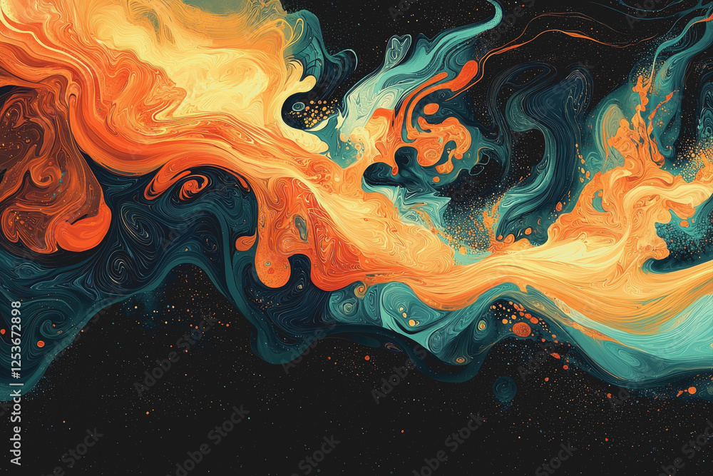 Poster colorful abstract background with swirling shapes and patterns in vibrant hues and gradients
