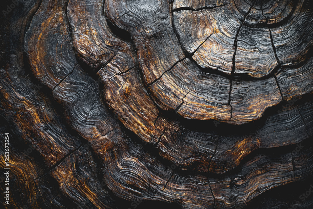 Poster close up view of a textured tree trunk showing bark and natural patterns in detail