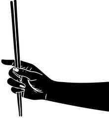 silhouette of a hand holding chopsticks