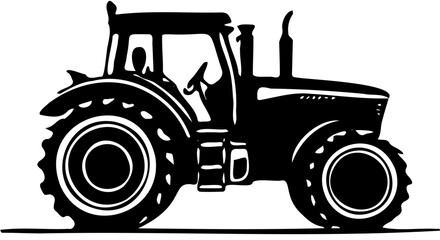 silhouette tractor isolated on white background