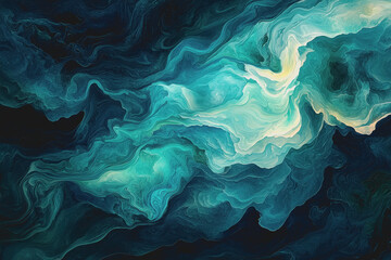 Abstract blue and green paint swirls creating a vibrant textured background for artistic designs