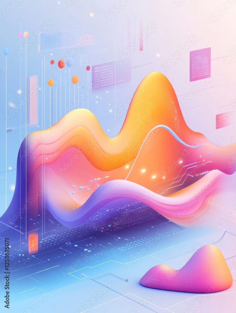 Poster big data abstract concept vector illustration set. analytics and data science, financial data manage