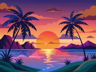 Playa Islas Icono de la Naturaleza: Vector para Aplicaciones Web y Móviles