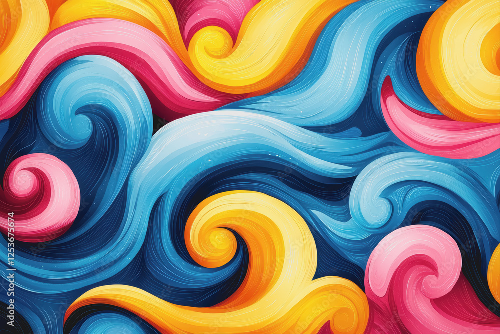 Poster abstract background featuring colorful flowing waves in various shades and patterns for creative des