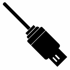 Black Silhouette Cable Plug Vector