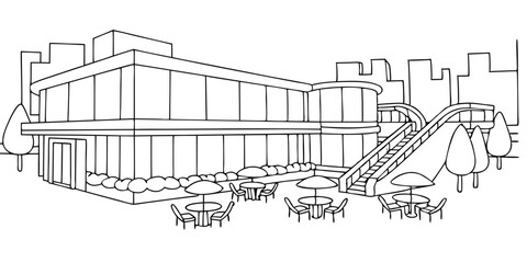 3D Rendering of a Modern Restaurant and Mall – Architectural Visualization

