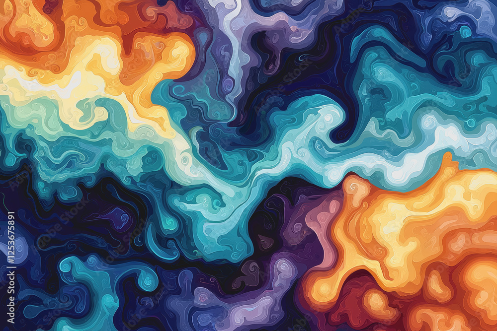 Poster abstract background featuring vibrant colorful paint swirls and patterns for creative design project