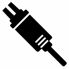 Black Silhouette Cable Plug Vector