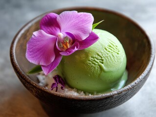 Indonesian Dadar Gulung Dessert Combination with Coconut Pandan Ice Southeast Asia Culinary Delight Tropical Vibe Flavorful Experience