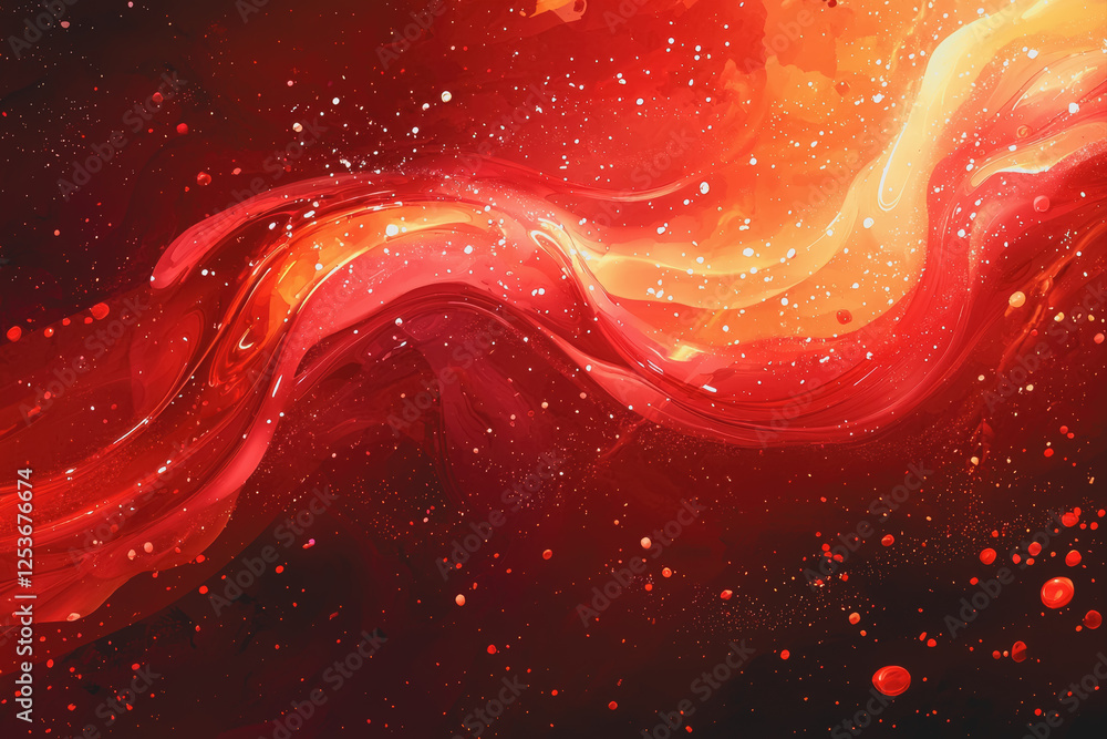 Aufkleber red and yellow abstract background with small circles and organic shapes for design use