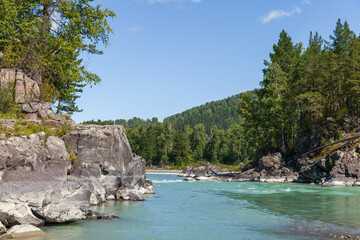Obraz premium Landscape photo with Katun river on a sunny summer day. Altai