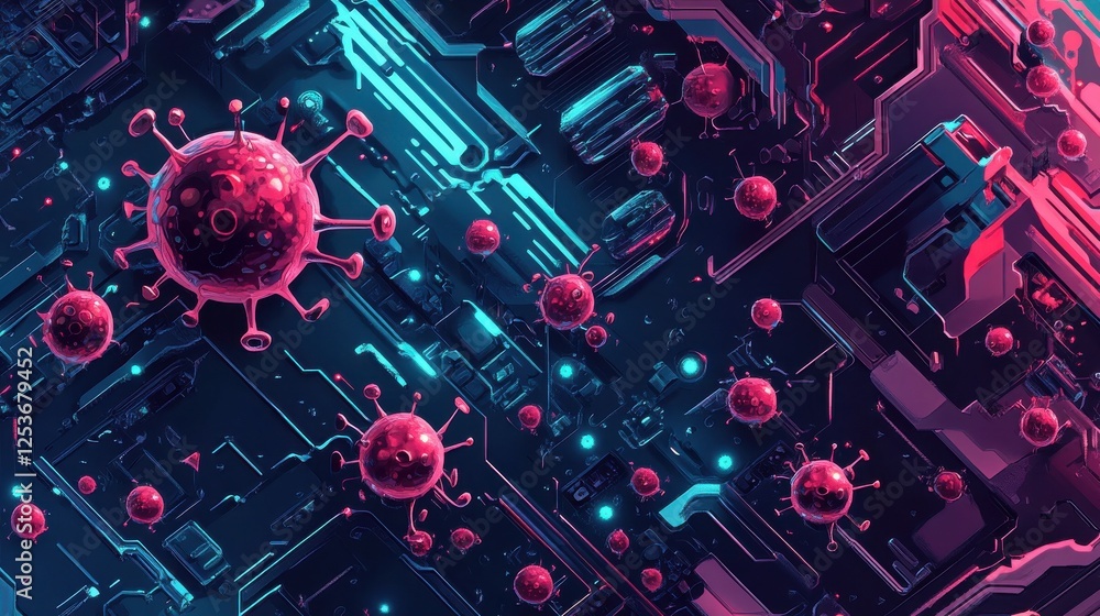 Poster spyware development abstract concept vector illustration set. malware and computer virus, industrial
