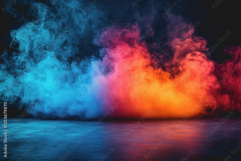 Aufkleber colorful smoke swirling on a black background creating abstract patterns and shapes for artistic des