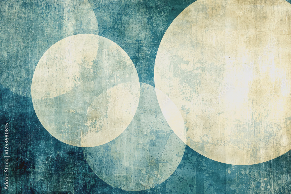 Poster two simple circles positioned on a vibrant blue background creating a minimalist design