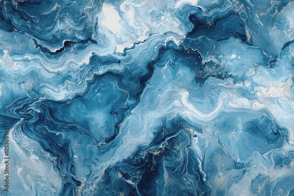 Poster blue and white marble background with natural patterns and textures for design and art projects