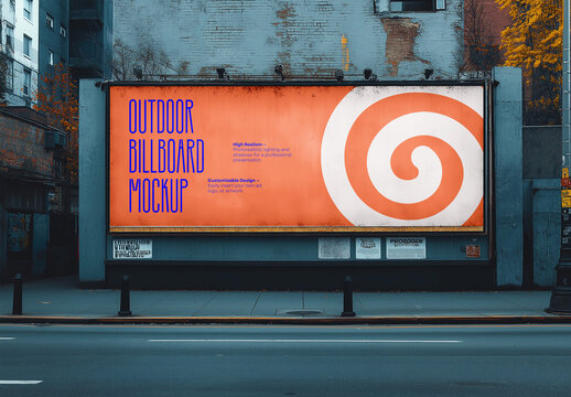 Outdoor Billboard Mockup  &ndash; Realistic Urban Advertising Banner, Street Poster, City Branding, and Outdoor Display for Marketing Campaigns