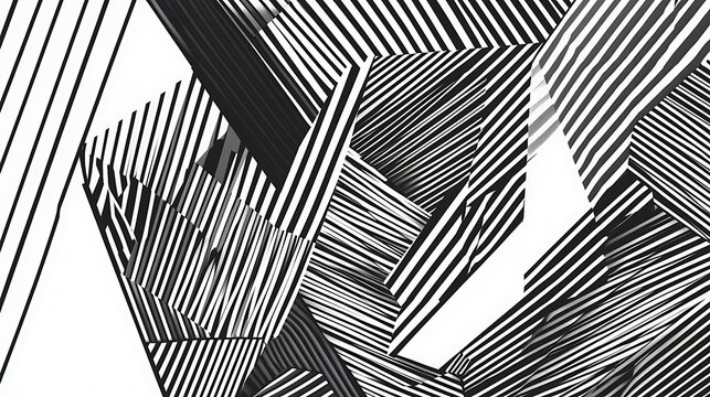 Abstract Black And White Striped Geometric Shapes
