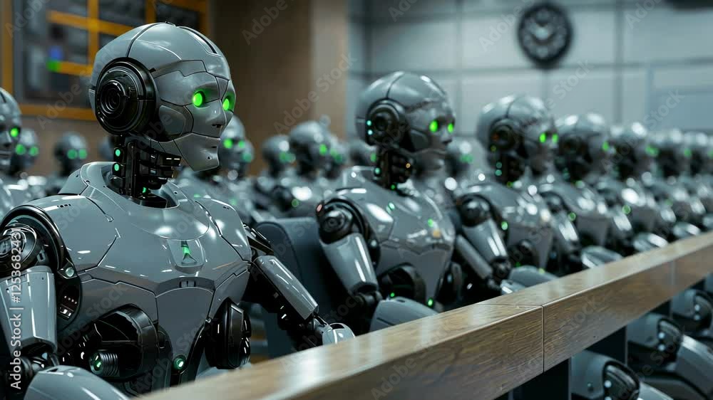 Poster the robots in the assembly