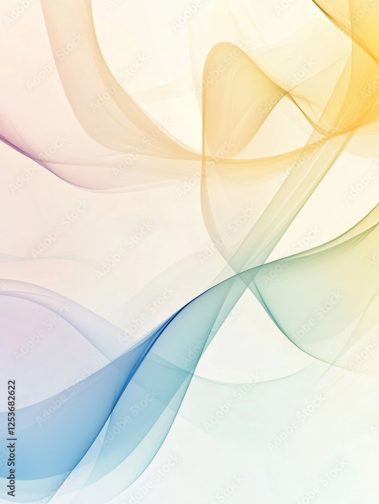 Aufkleber flowing abstract lines in soft pastel tones evoke gentle spring breezes with spacious areas for crea