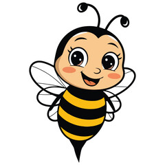 cute smiling honey bee vector illustration