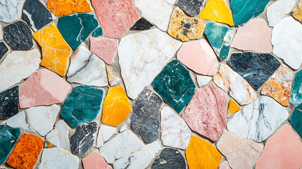 Colorful Terrazzo Stone Texture with Mixed Marble and Granite Chips