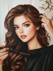 Young beautiful woman at the hairdresser salon