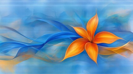 Vibrant blue floral painting, exquisite flower artwork on canvas for modern wall decor