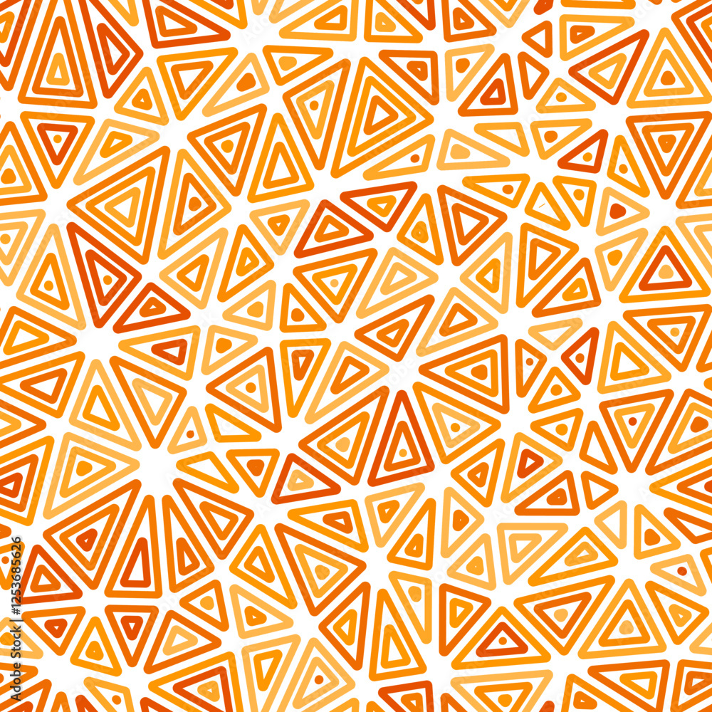 Poster vector seamless pattern. multiple repeated inner triangles. medium shape size. mono tone colored sty