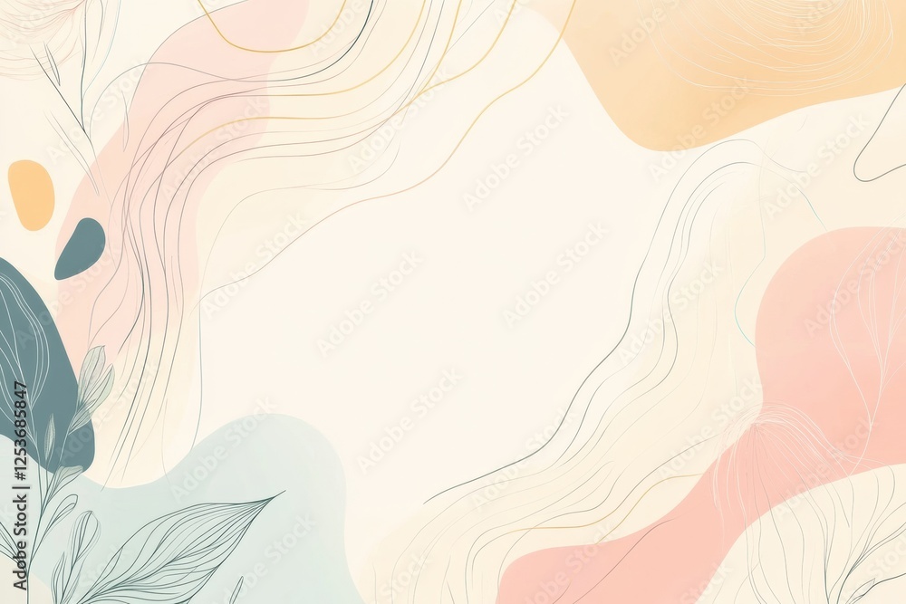 Leinwandbilder Flowing abstract lines capture the essence of gentle spring breezes in a serene pastel atmosphere. Generative AI