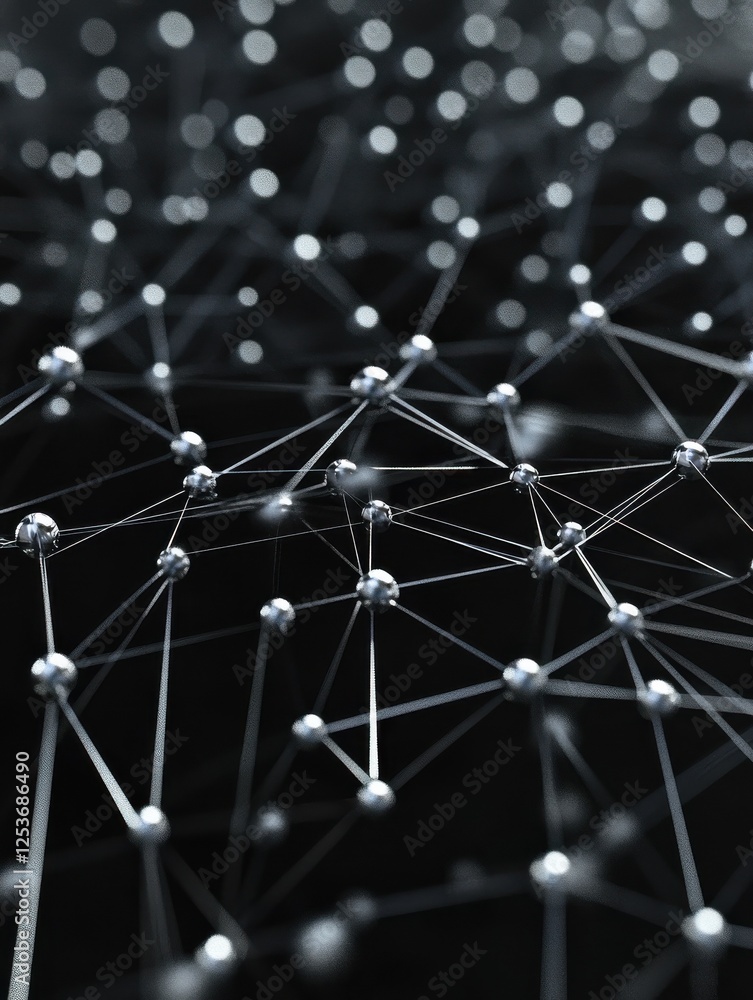 Aufkleber abstract network of interconnected pins on a black surface.