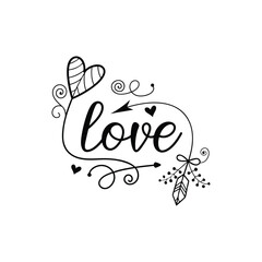 Hearts. Hand-drawn design elements