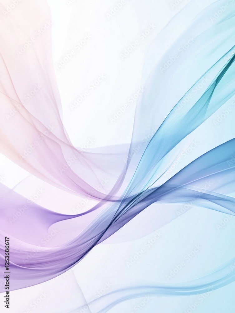 Poster Flowing abstract lines capturing the essence of spring breezes in soft pastel tones with room for creativity. Generative AI