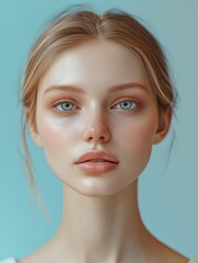 Fototapeta premium Woman facial massage on spa centre. Beautiful female has relax. Wellness, recreation concept. Face Care. Cosmetology mock up. Generative ai