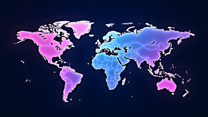 Fototapeta premium Abstract Global Map with Gradient Colors and Interconnected Lines