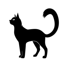 A bold and mysterious black cat icon, symbolizing elegance and curiosity. Ideal for Halloween themes, fashion brands, or mystical designs.