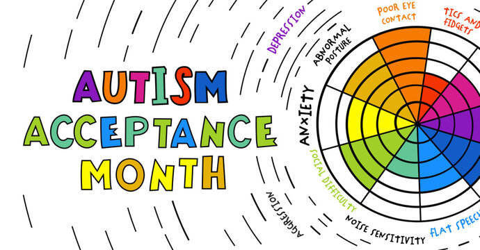 Autism awareness month. Autistic spectrum disorder landscape poster.