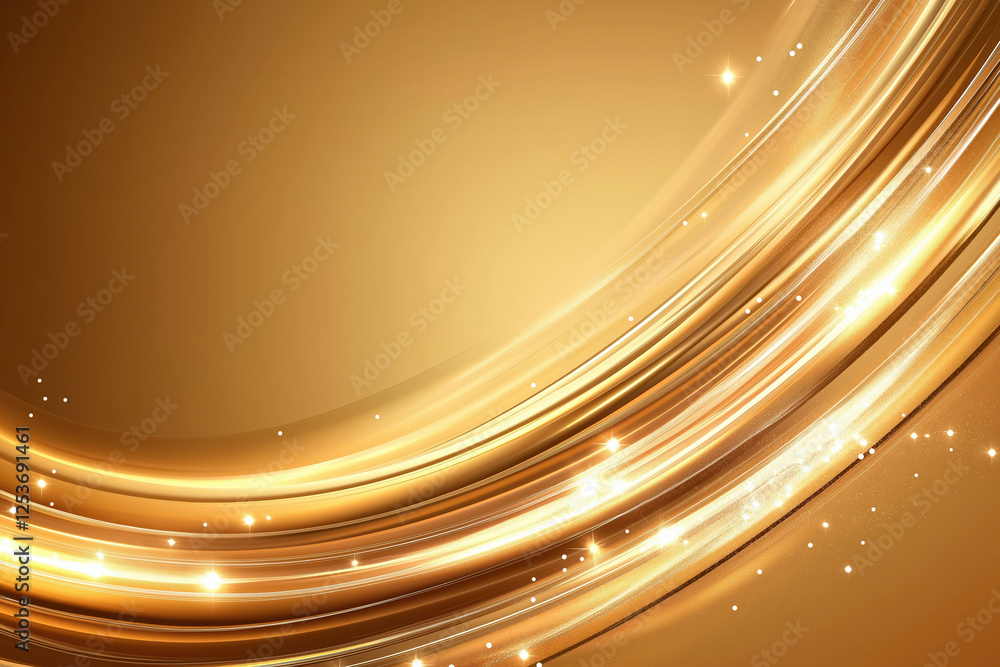 Poster elegant golden swirl design with sparkling accents and smooth gradients in abstract style