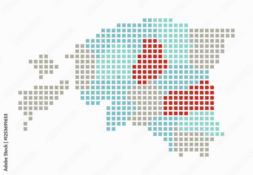 Poster estonia dotted map. digital style map of the country on white background. estonia shape with square 