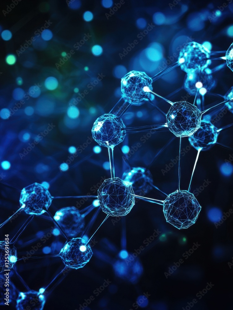 Poster digital technology background with network connection and geometric abstract background with dots an