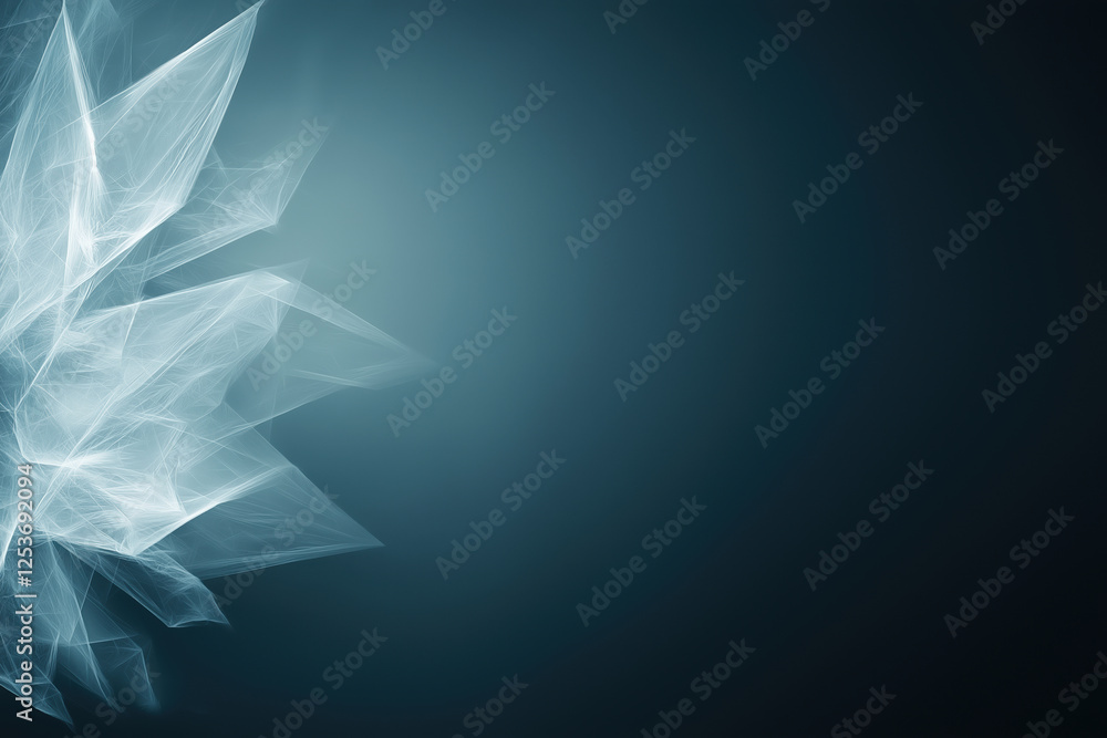 Poster ethereal light patterns illuminate a dark background with abstract shapes and textures