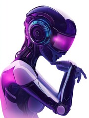 Software based assistant. Program for budget management. Artificial intelligence in financing, robo finance advisor, AI hedge funds concept. Bright vibrant violet vector isolated illustration